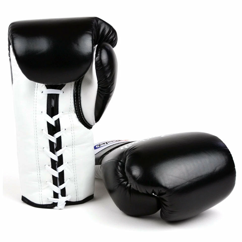 BGL3 Fairtex Black-White Lace-up Sparring Gloves - Image 2