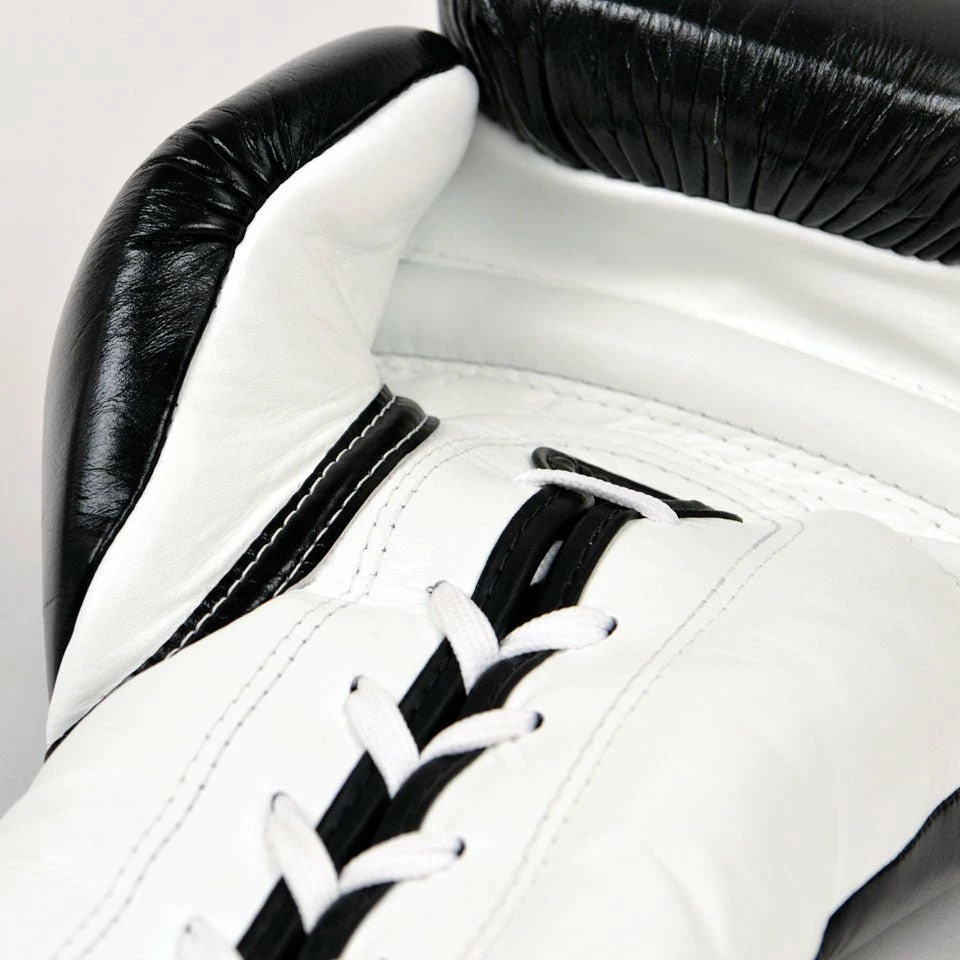 BGL3 Fairtex Black-White Lace-up Sparring Gloves - Image 6