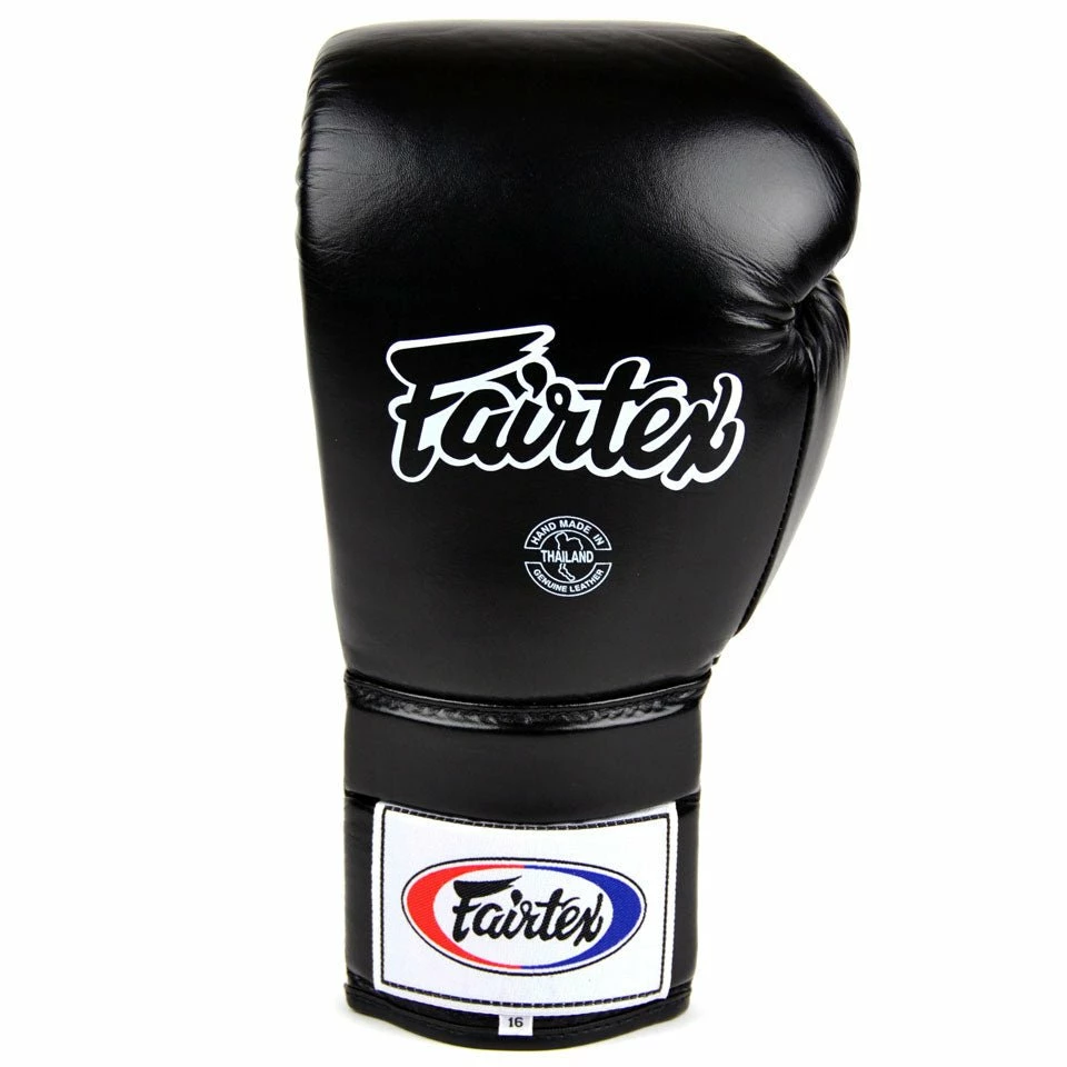 BGL3 Fairtex Black-White Lace-up Sparring Gloves - Image 3