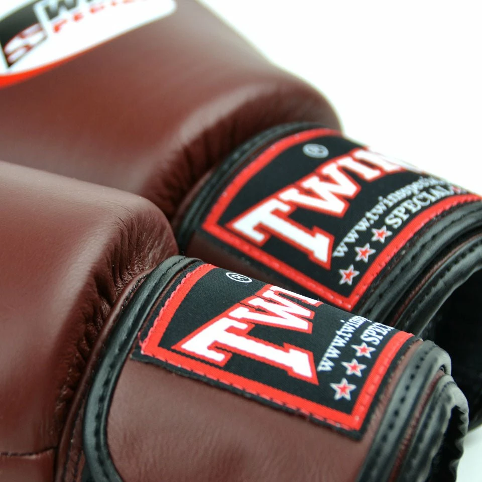 BGVL3 Twins Dark Brown Velcro Boxing Gloves - Image 4