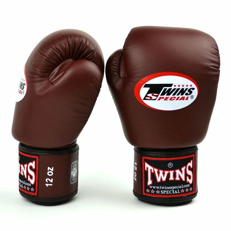 BGVL3 Twins Dark Brown Velcro Boxing Gloves - Image 2