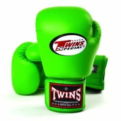 BGVL3 Twins Lime Green Velcro Boxing Gloves