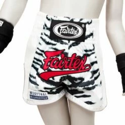 BSK2103 Fairtex Kids Muay Thai Shorts White Tiger