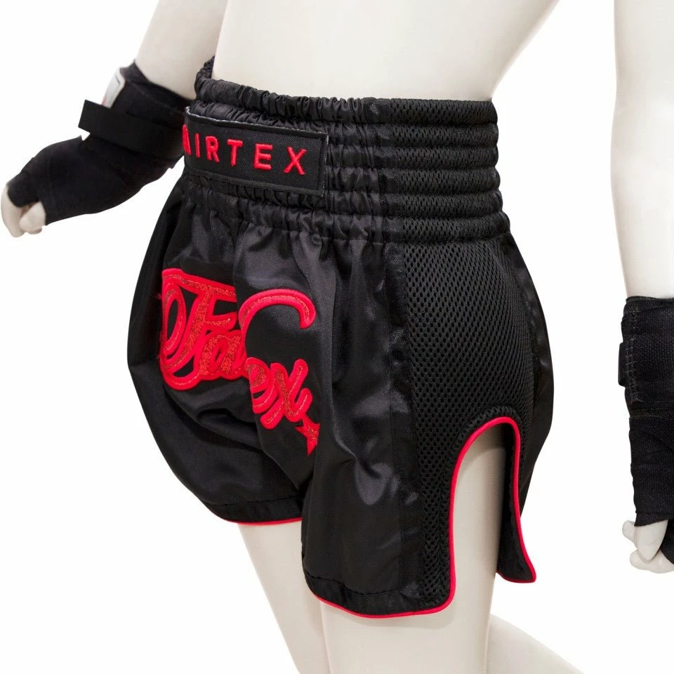 BSK2104 Fairtex Kids Muay Thai Shorts Midnight Red - Image 2