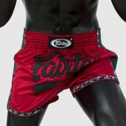 Fairtex BS1703 Slim Cut Muay Thai Shorts - Red/Black