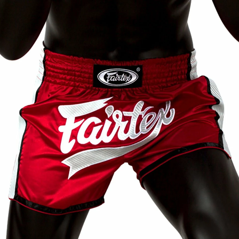 Fairtex BS1704 Slim Cut Muay Thai Shorts - Red/White