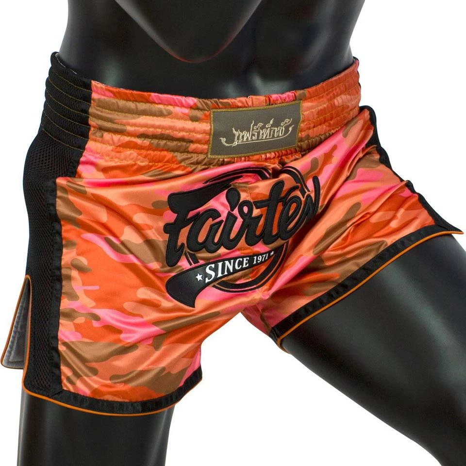 Fairtex BS1711 Slim Cut Muay Thai Shorts - Red Camo - Image 2