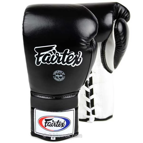 Fairtex Lace-up Sparring Gloves - Black-White