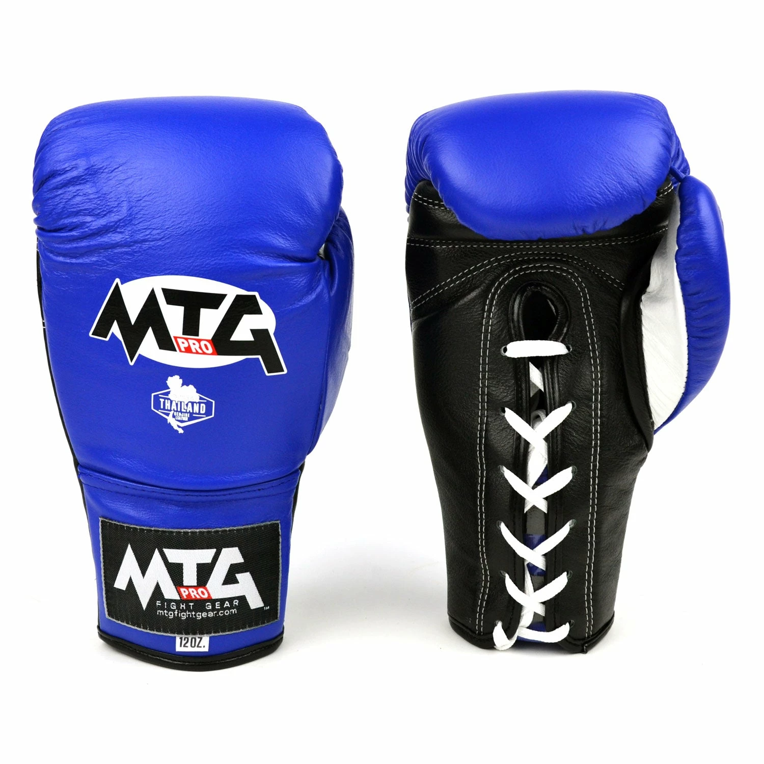 LG2 MTG Pro 3-Tone Blue Lace-up Boxing Gloves - Image 3