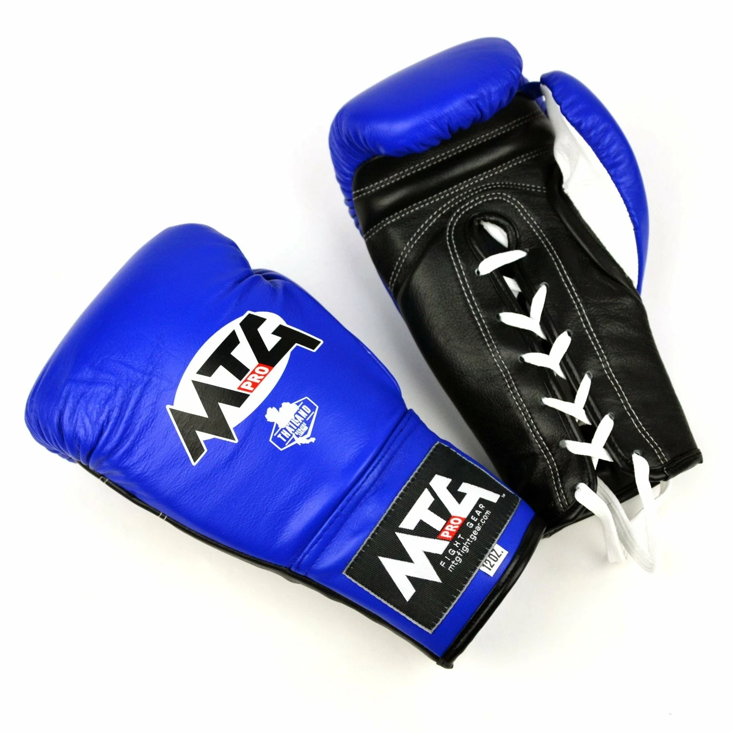LG2 MTG Pro 3-Tone Blue Lace-up Boxing Gloves - Image 2