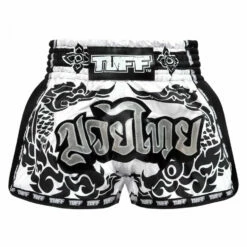 MRS201 TUFF Muay Thai Shorts Retro Style The Great Hongsa White