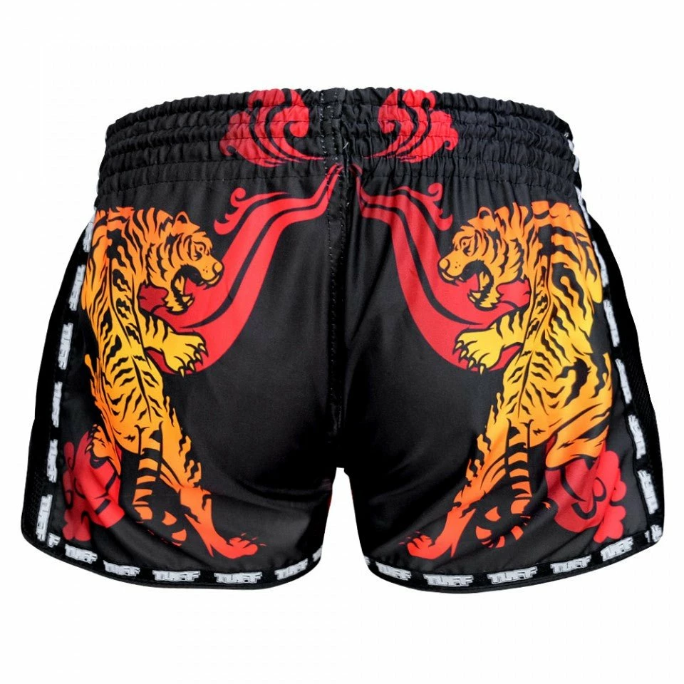 MRS303 TUFF Muay Thai Shorts Retro Style Black Cruel Tiger - Image 2
