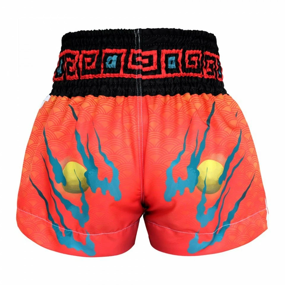 MS622 TUFF Muay Thai Shorts White With Blue Dragon - Image 3