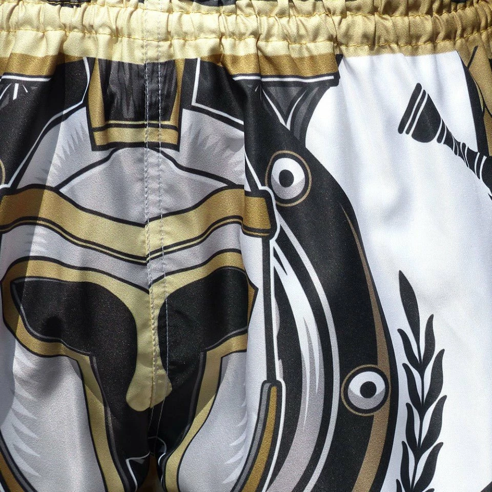 MS634 TUFF Muay Thai Shorts Golden Gladiator In White - Image 5