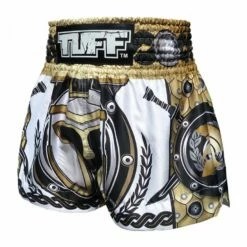 MS634 TUFF Muay Thai Shorts Golden Gladiator In White