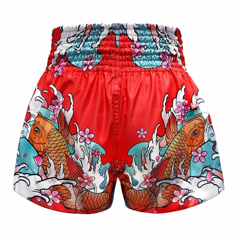MS637 TUFF Muay Thai Shorts Red Japanese Koi Fish - Image 3
