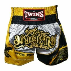 TBS-DR1 Twins Silver-Gold Dragon Muaythai Shorts