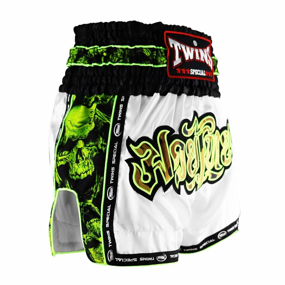 Twins TBS-SK2 White Skull Muay Thai Shorts - Image 2